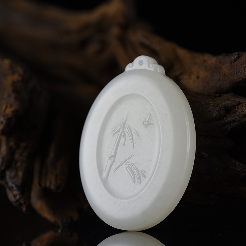 新疆和田羊脂白玉力争上游吊坠-红掌柜