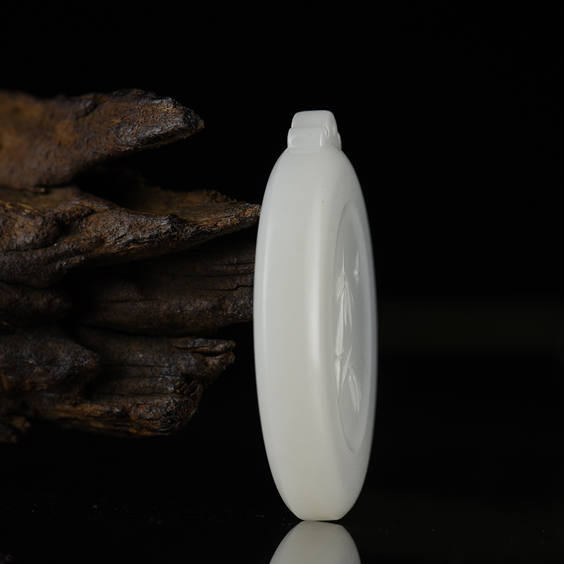 天然和田羊脂白玉吊坠-红掌柜