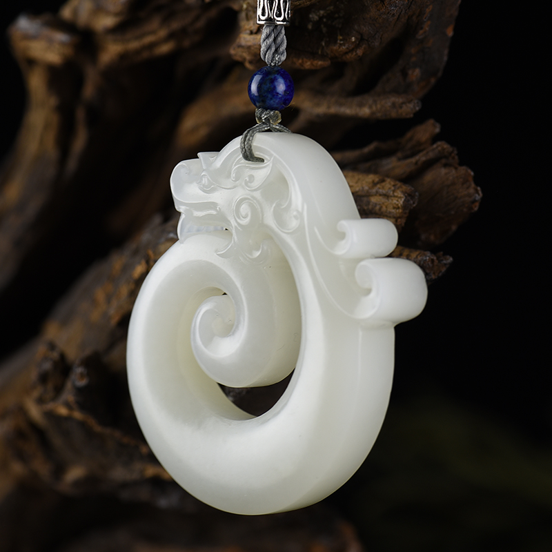 新疆天然山流水料和田龙吊坠-红掌柜