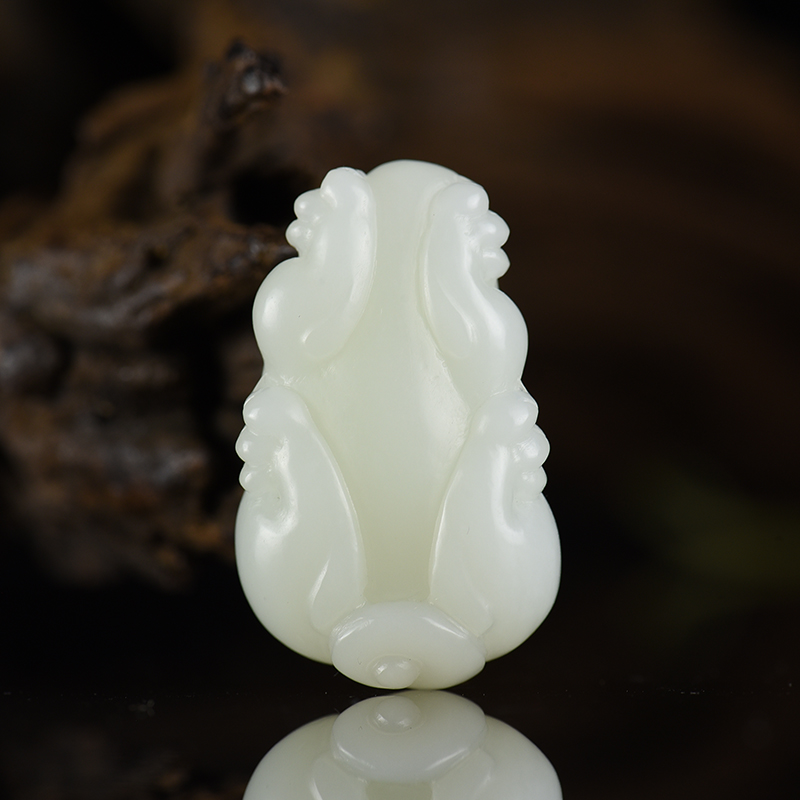 新疆天然和田白玉貔貅吊坠-红掌柜