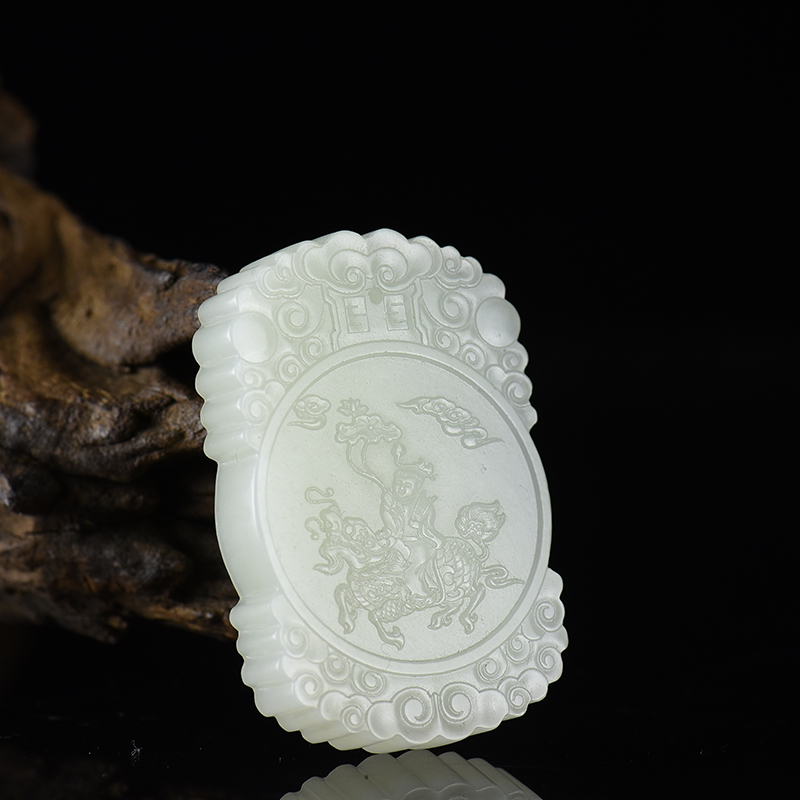 和田白玉吉祥如意吊坠-红掌柜