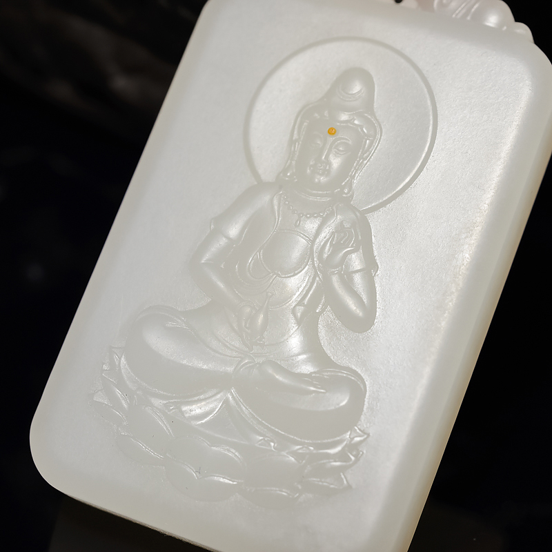 和田羊脂白玉观音-红掌柜