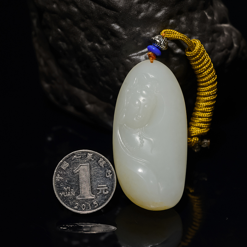 天然和田白玉观音吊坠-红掌柜