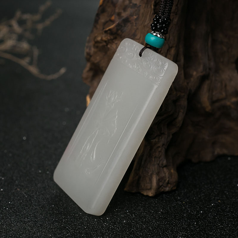 和田羊脂白玉连年有余吊坠-红掌柜