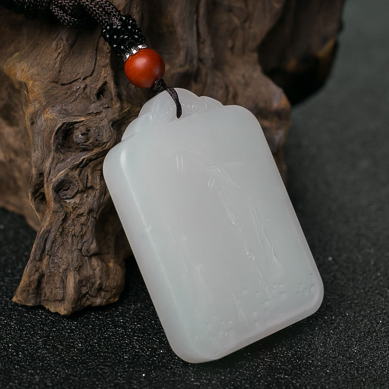 和田羊脂白玉吊坠-红掌柜