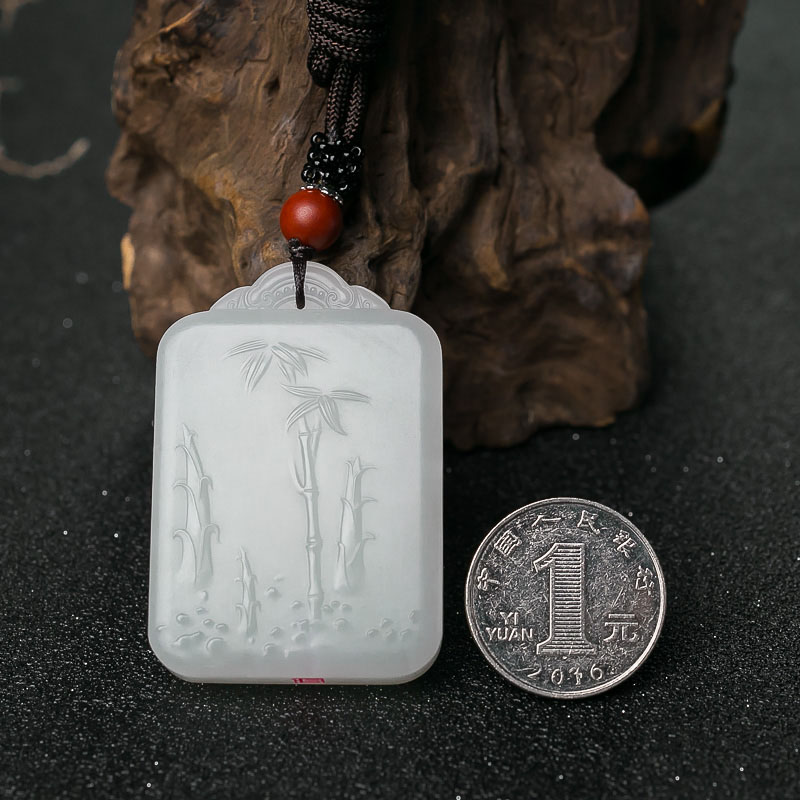 新疆和田羊脂白玉竹吊坠-红掌柜