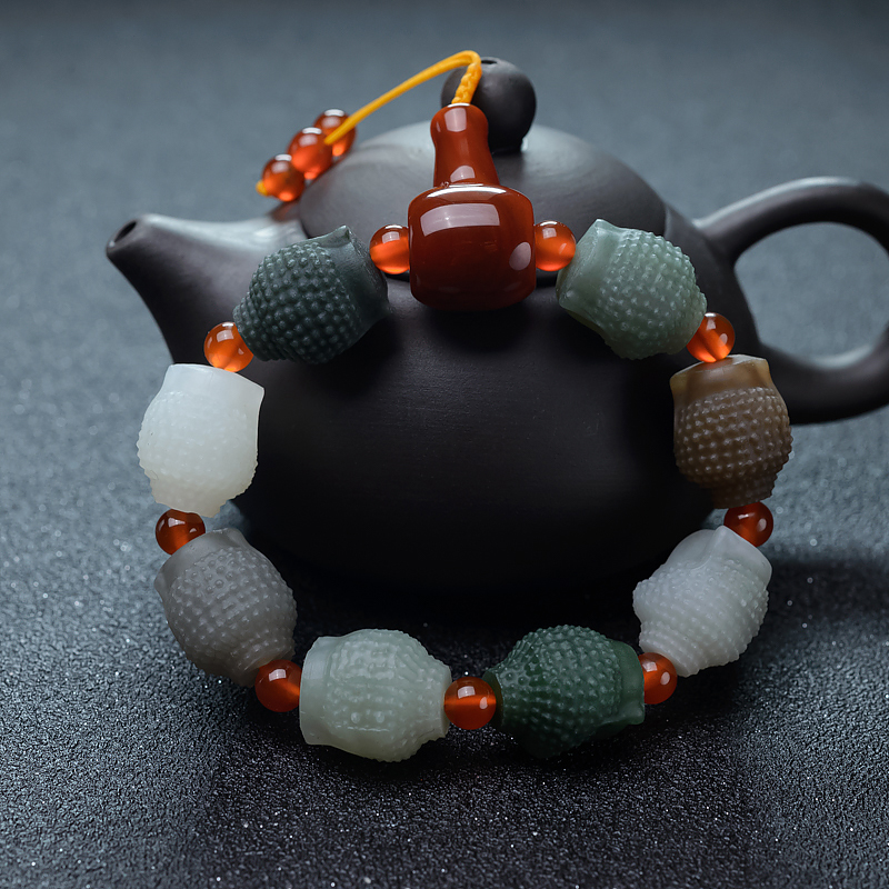 山料和田玉手串-红掌柜