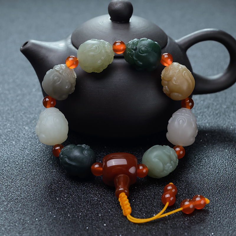 山料和田玉多宝手串-红掌柜