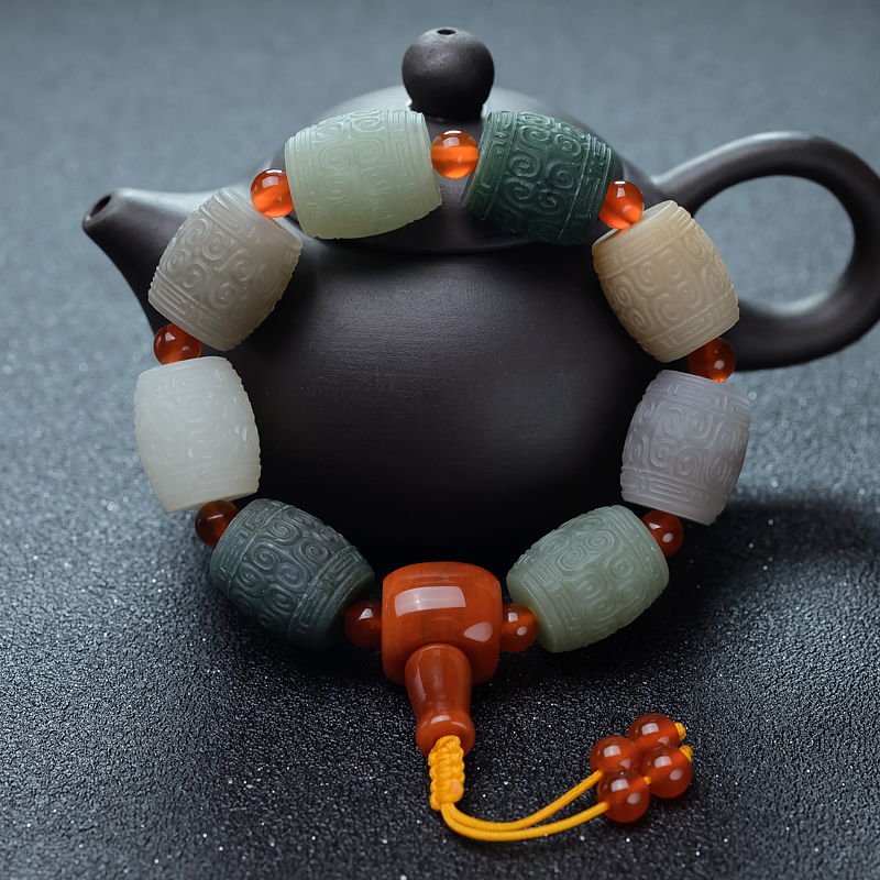 山料和田玉多宝手串-红掌柜