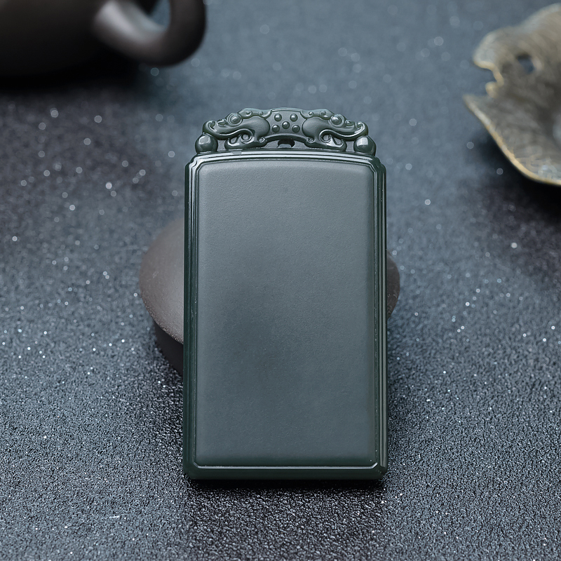 山料和田青玉平安无事牌-红掌柜