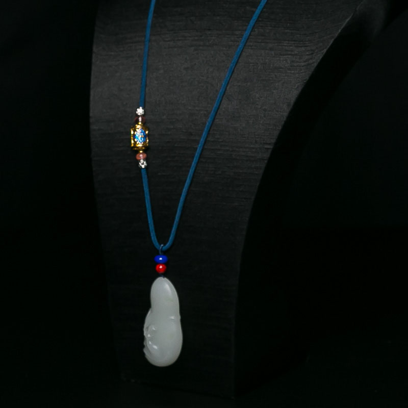 天然山料和田白玉竹节吊坠-红掌柜