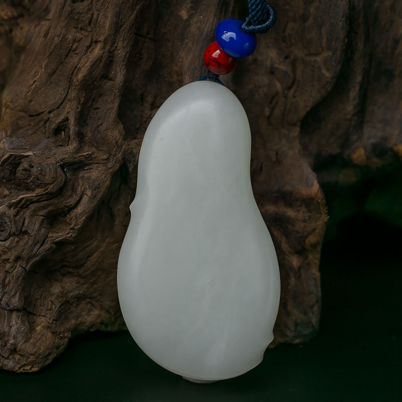 俄料天然和田白玉竹节吊坠-红掌柜