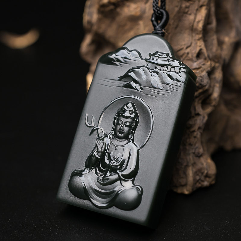 天然山料和田青玉观音吊坠-红掌柜