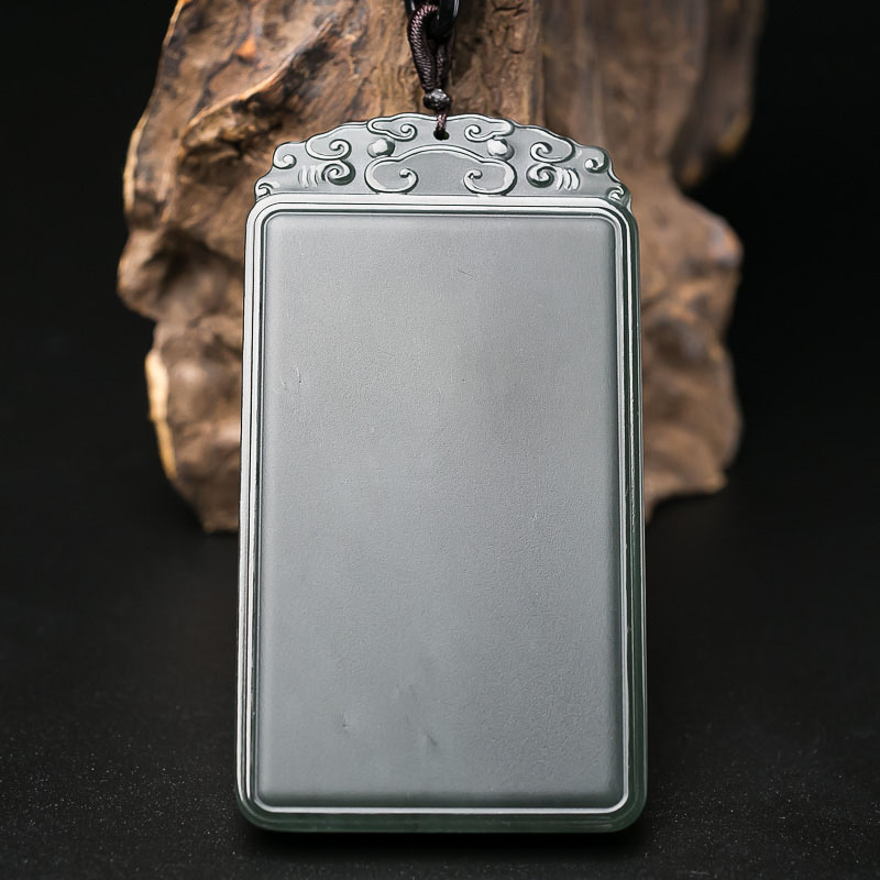 青海天然山料和田青玉平安无事牌吊坠-红掌柜