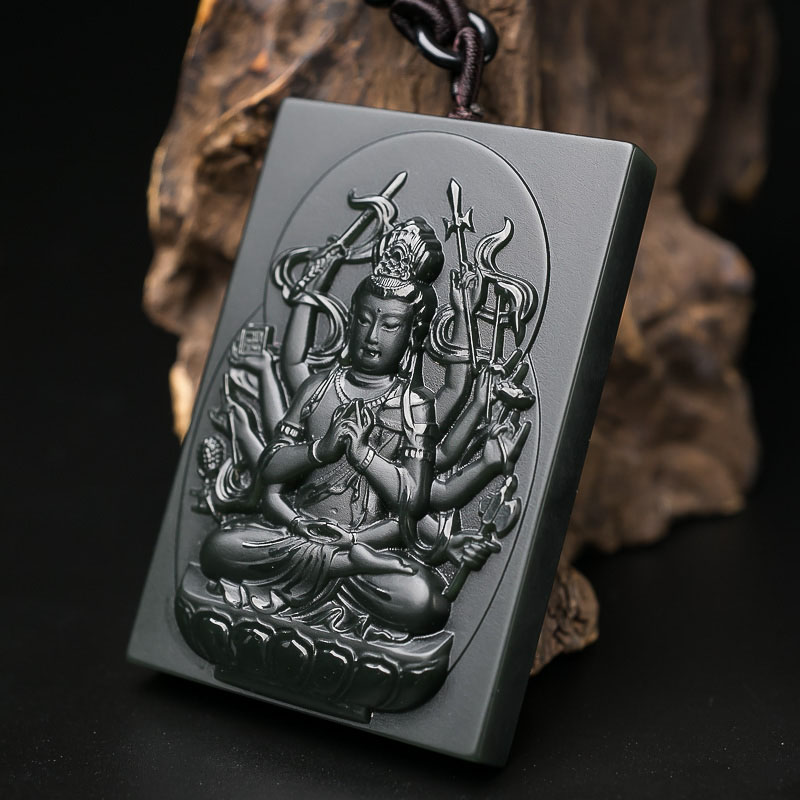 天然山料和田青玉千手观音吊坠-红掌柜