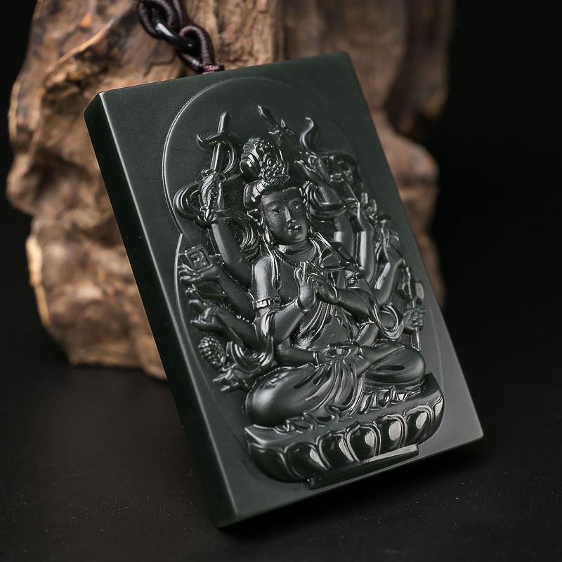 青海山料和田青玉千手观音吊坠-红掌柜