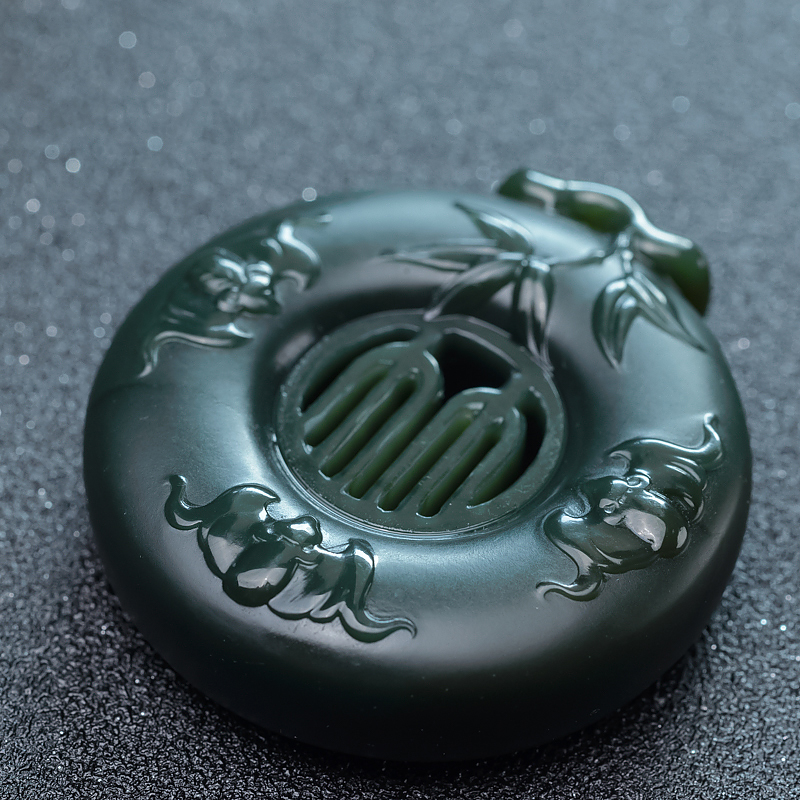 山料和田青玉竹子吊坠-红掌柜