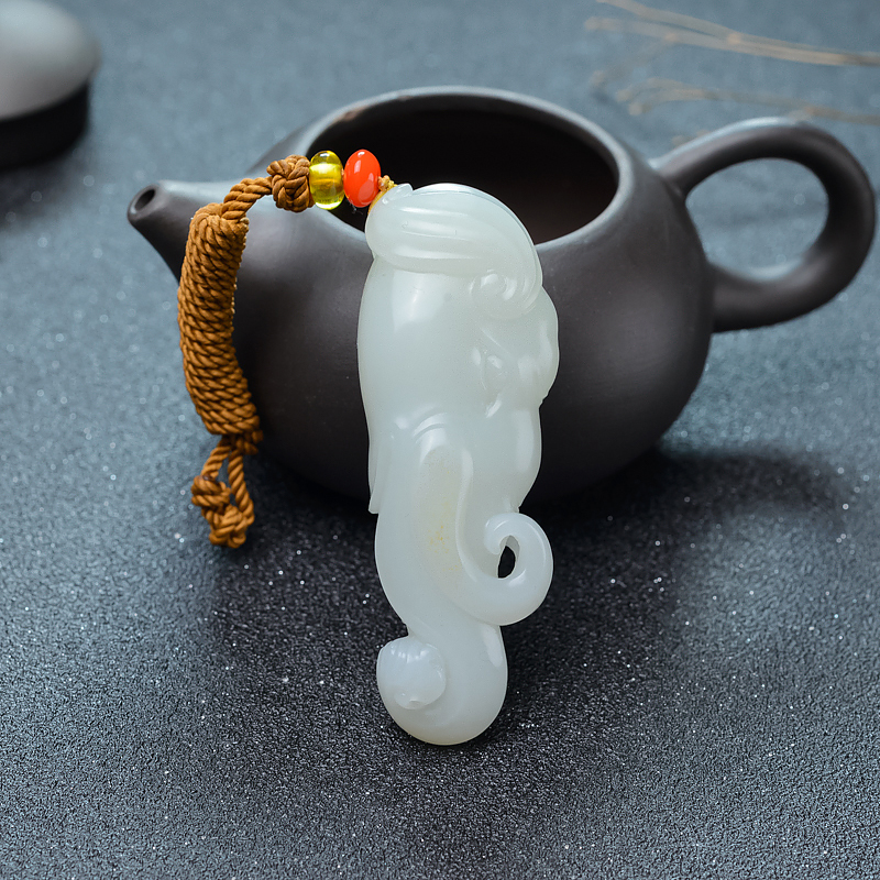 山料和田白玉大象手把件-红掌柜