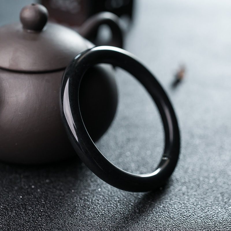 青海山料和田墨玉平安镯-红掌柜