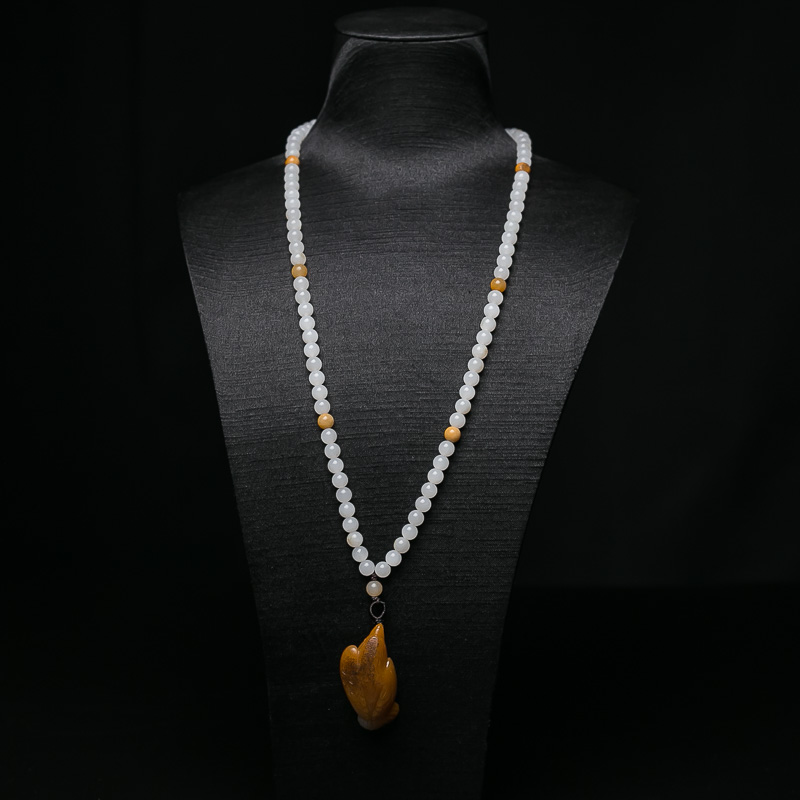 新疆天然籽料俏色和田玉抓住机遇项链-红掌柜