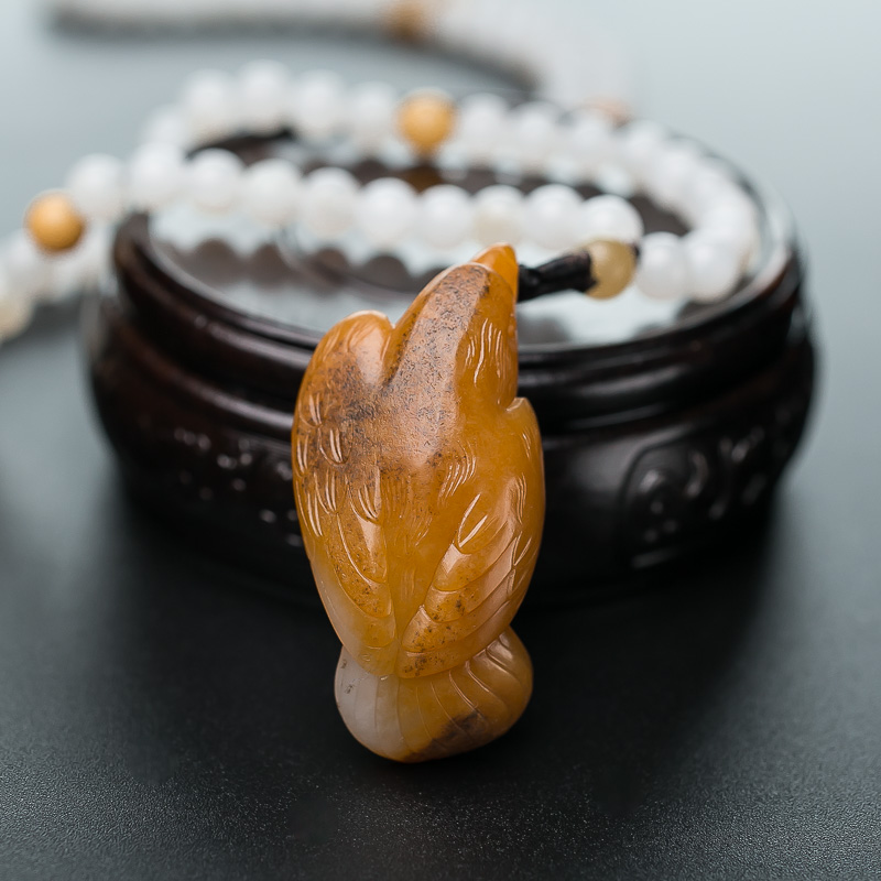 新疆天然籽料和田玉抓住机遇项链-红掌柜