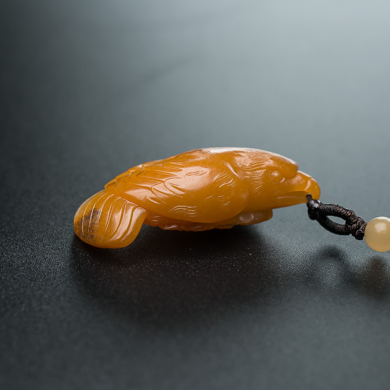 新疆天然籽料俏色和田玉项链-红掌柜