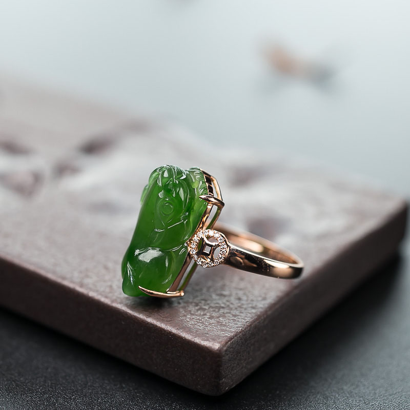 山料和田碧玉貔貅戒指-红掌柜