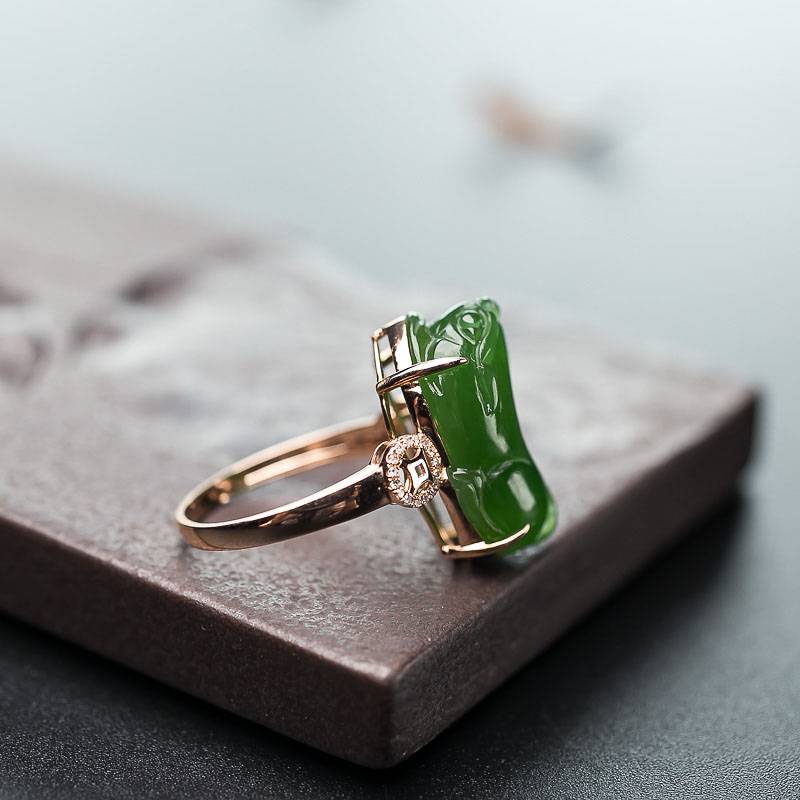 18K和田碧玉貔貅戒指-红掌柜