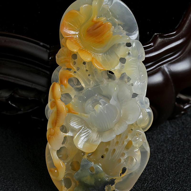 天然黄龙玉花开富贵-红掌柜