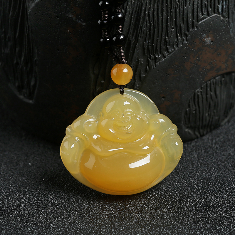山料橙黄黄龙玉佛吊坠-红掌柜