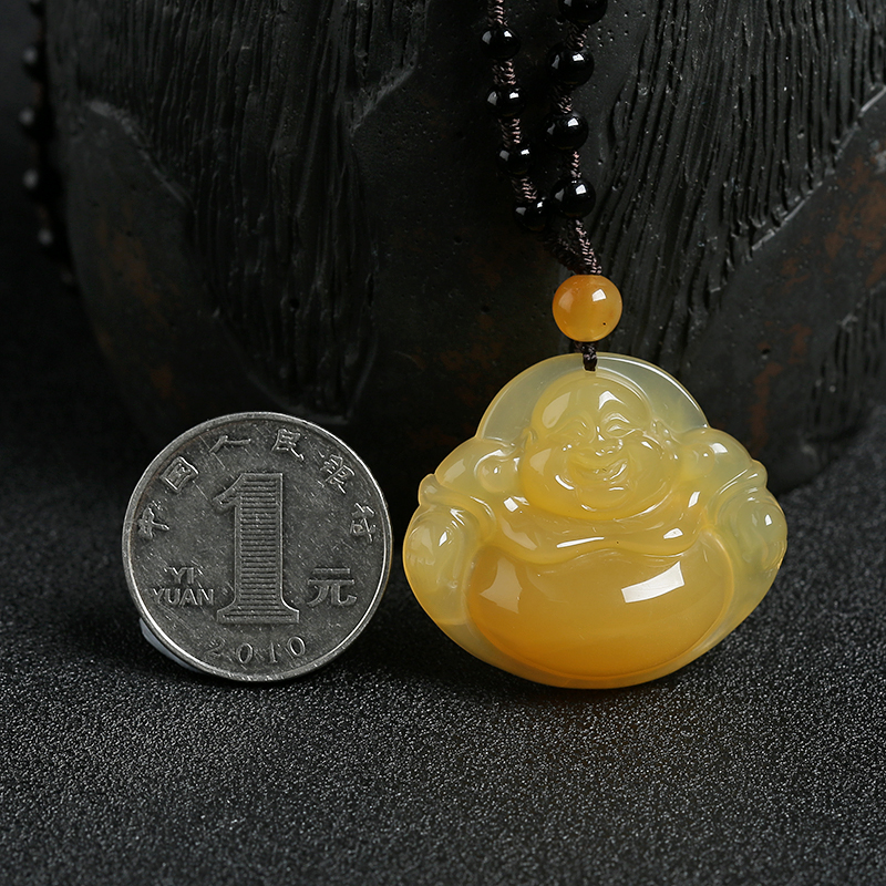 黄龙玉弥勒佛吊坠-红掌柜