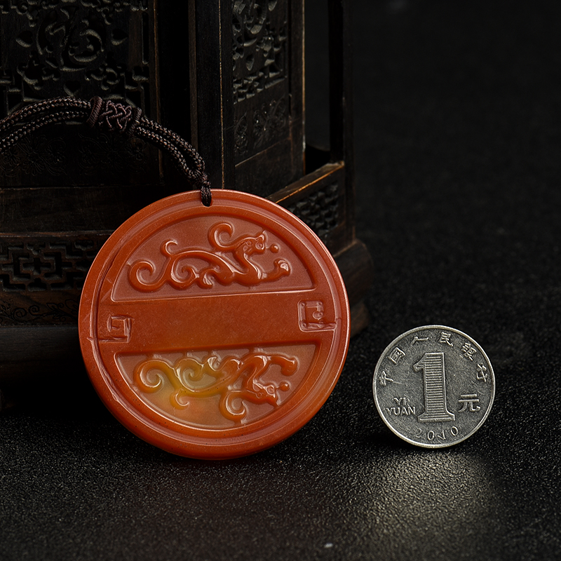 黄龙玉仿古龙牌吊坠-红掌柜