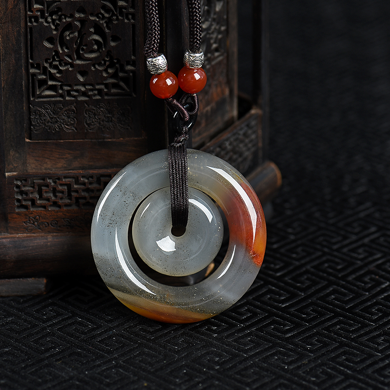 天然黑金沙料黄龙玉平安扣吊坠-红掌柜