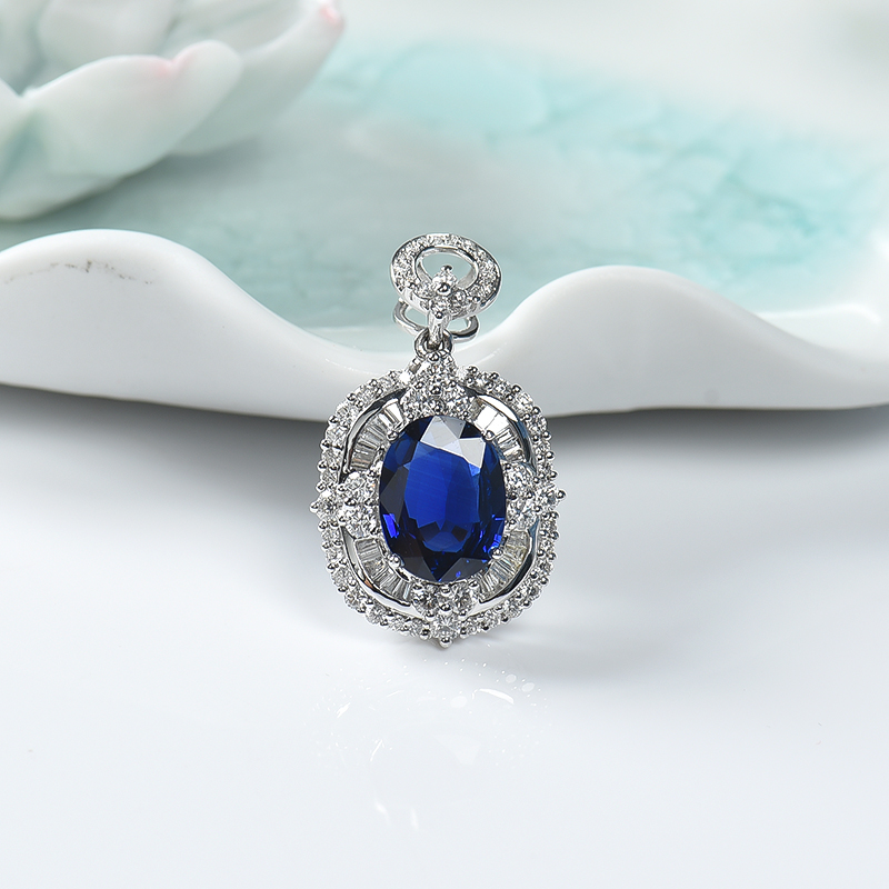 斯里兰卡天然18K蓝宝石吊坠-红掌柜