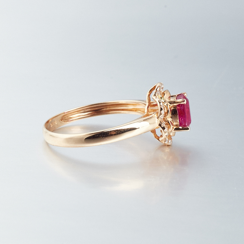 18K金镶钻红宝石戒指 - 红掌柜