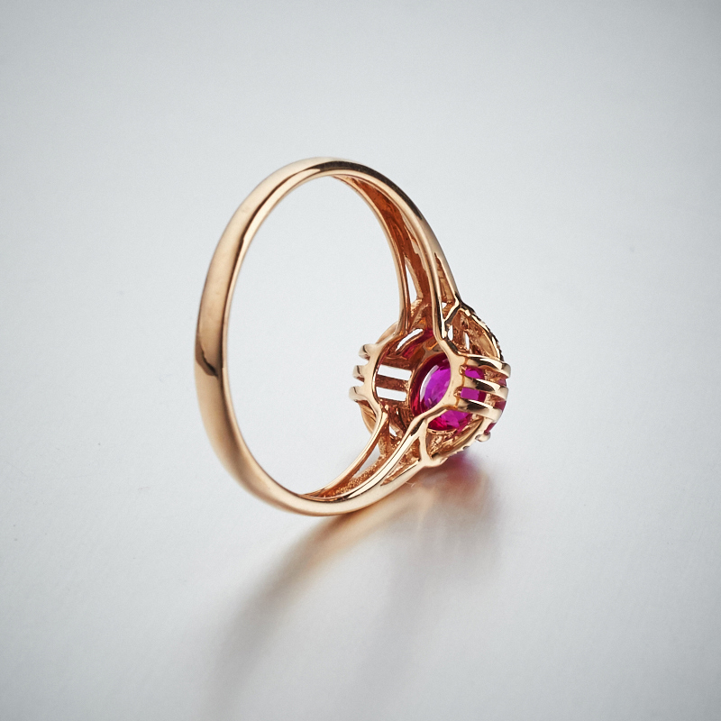 金镶钻红宝石戒指 - 红掌柜