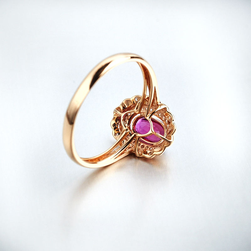 18K金镶钻红宝石戒指 - 红掌柜