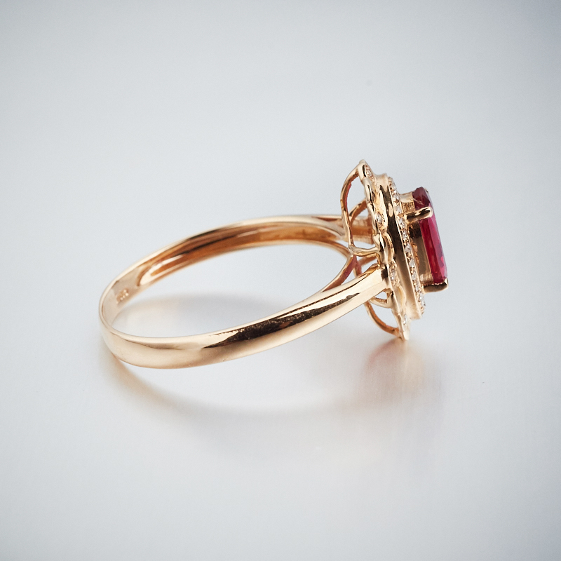 金镶钻红宝石戒指 - 红掌柜