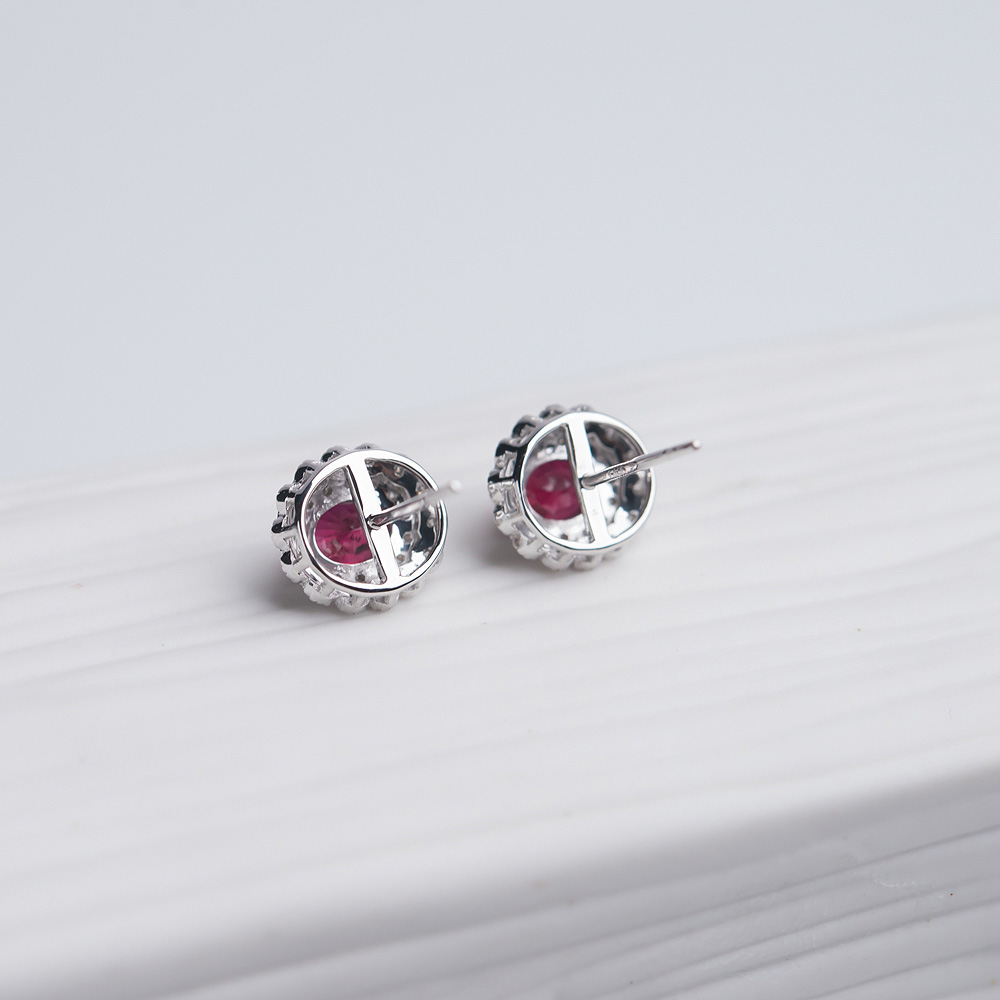 金镶钻红宝石耳钉-红掌柜