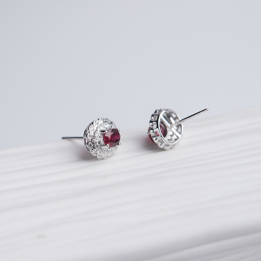 天然鸽血红红宝石耳钉-红掌柜