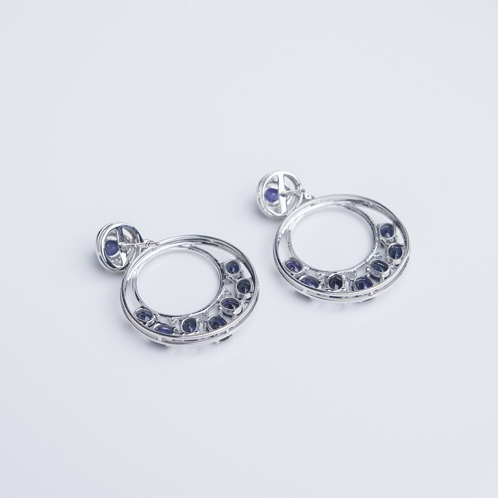 深蓝色蓝宝石耳坠-红掌柜