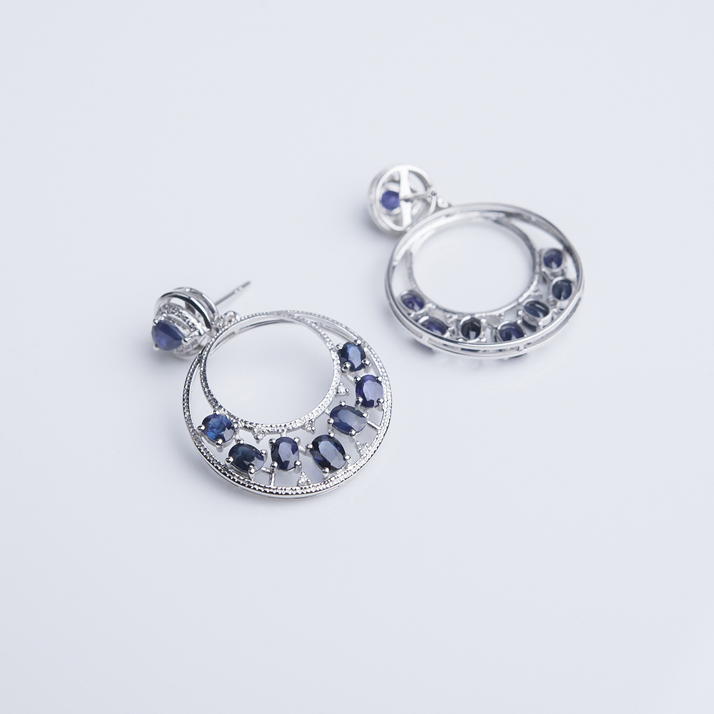 18K金镶钻蓝宝石耳坠-红掌柜