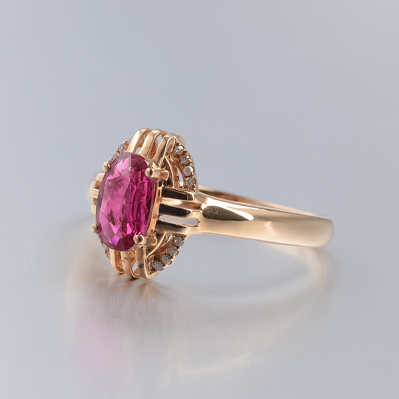 18K金镶钻红宝石戒指 - 红掌柜