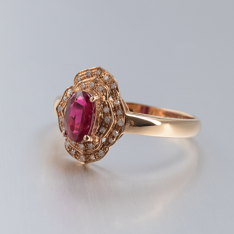 18K金镶钻红宝石戒指 - 红掌柜