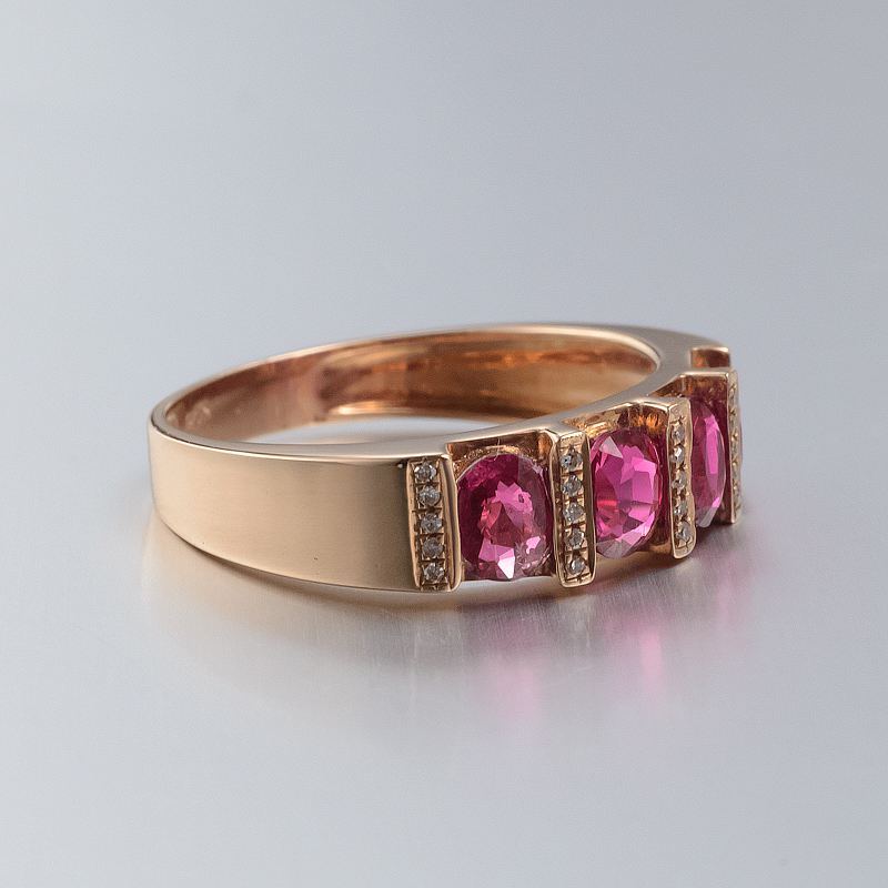 天然18K金镶钻红宝石戒指 - 红掌柜