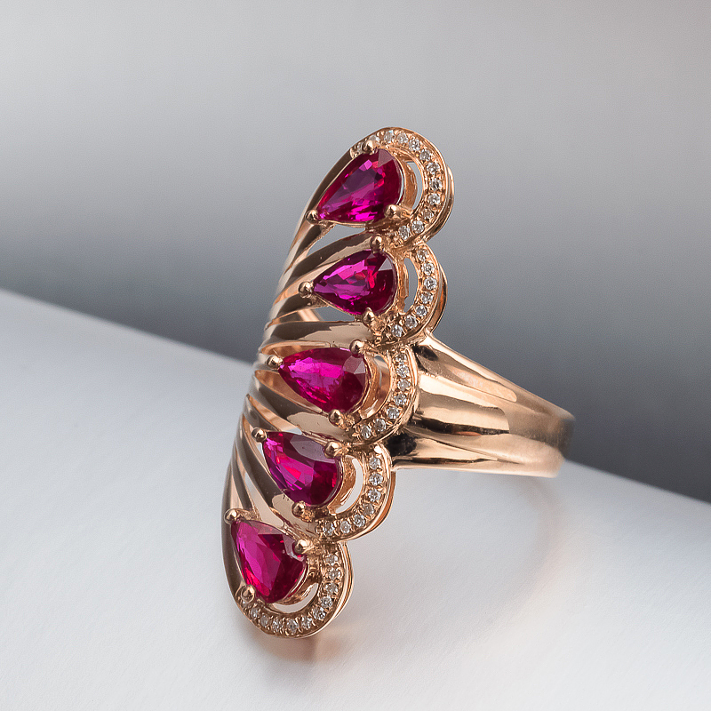 18K金镶钻红宝石戒指 - 红掌柜