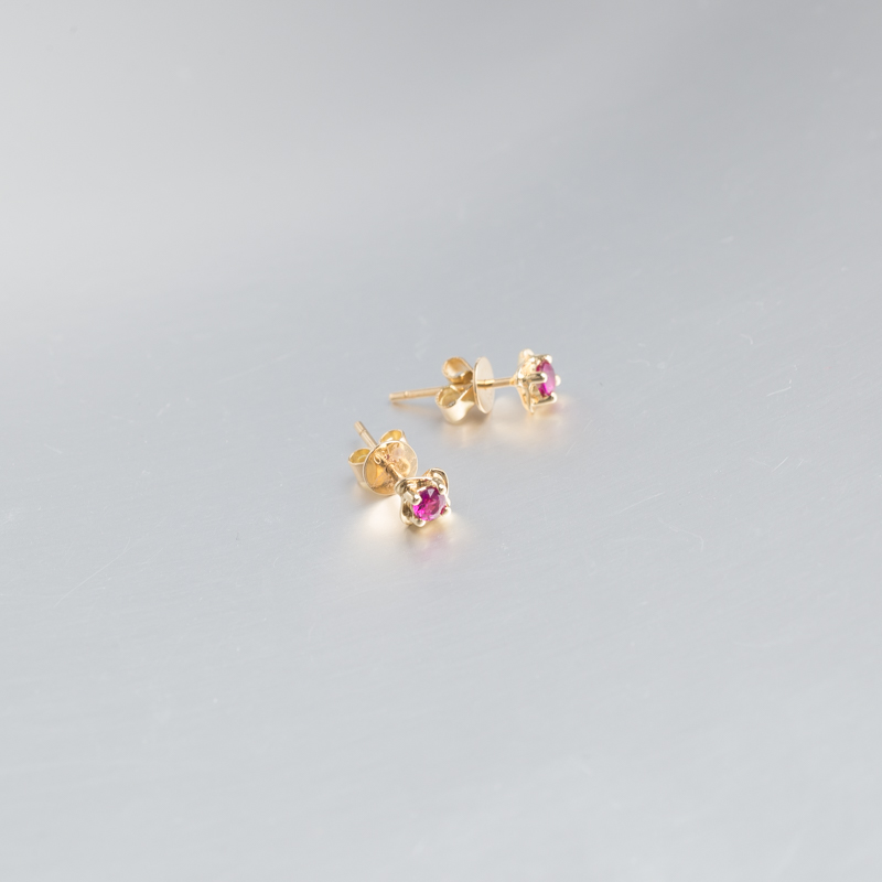 斯里兰卡天然红宝石耳钉-红掌柜