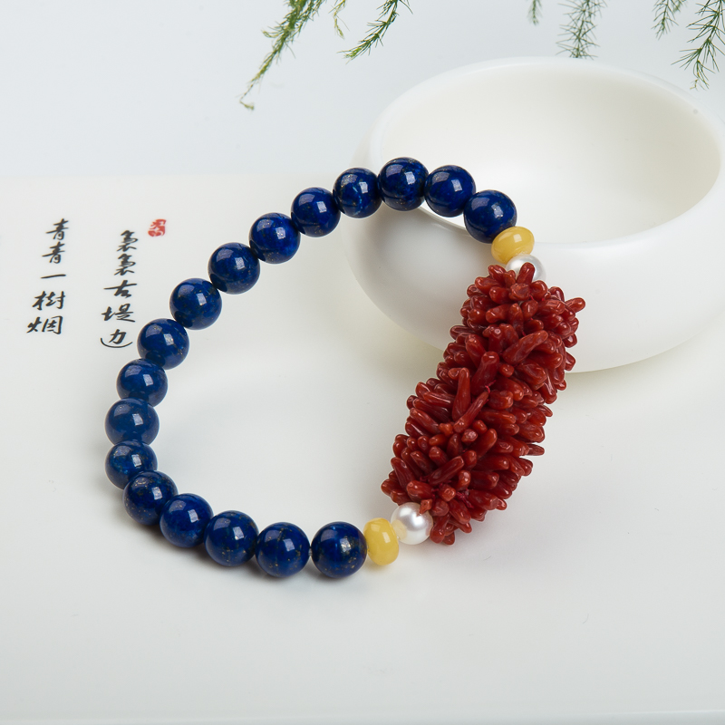 沙丁朱红珊瑚手串-红掌柜