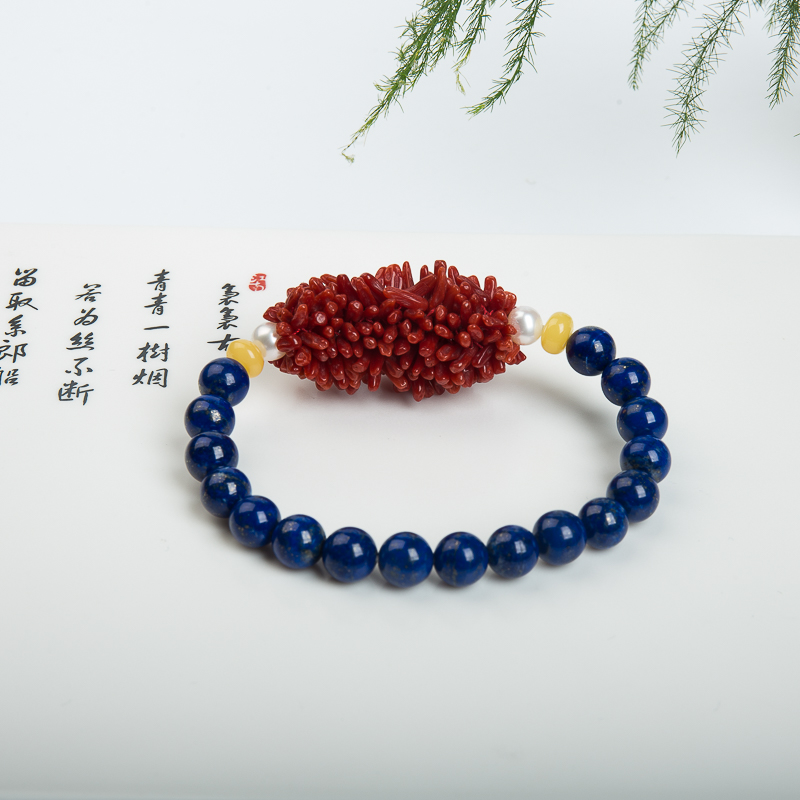 意大利红珊瑚毛毛虫手串-红掌柜