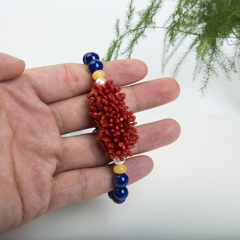 意大利沙丁朱红珊瑚毛毛虫手串-红掌柜